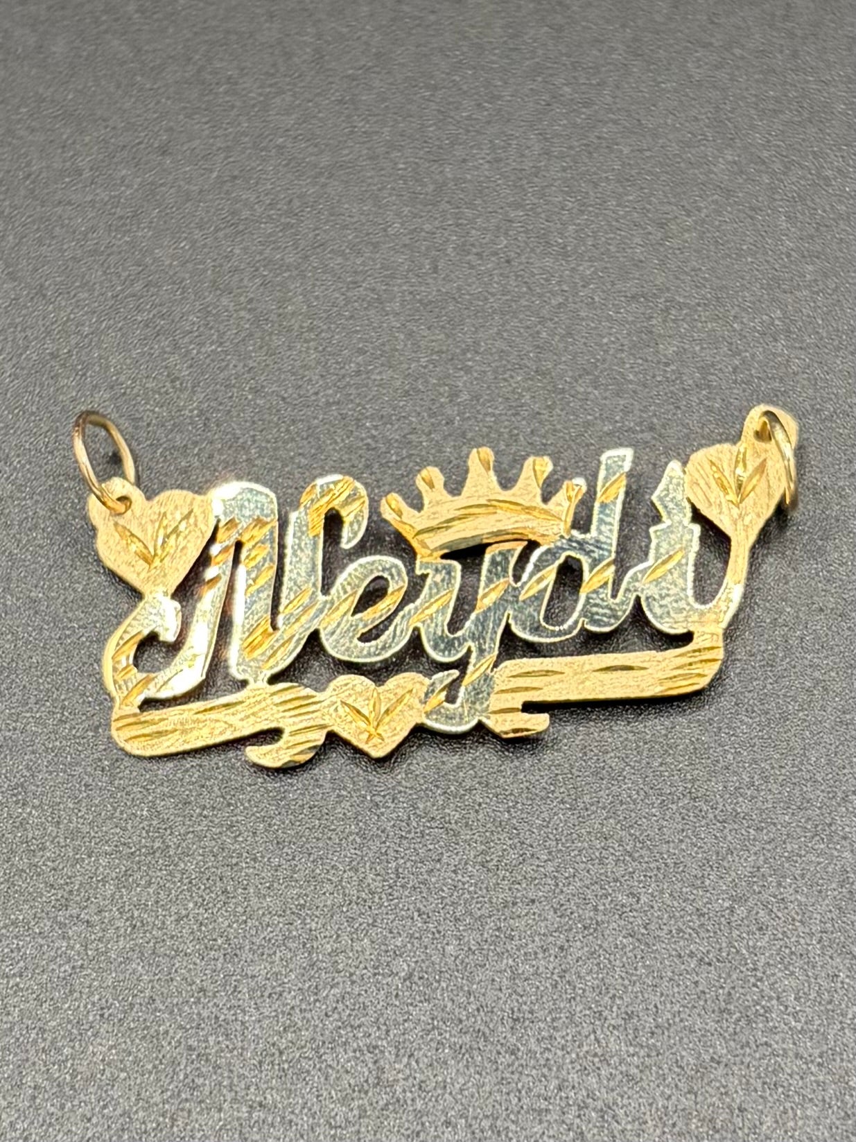 Gold Name Plate with Heart and Crown Design